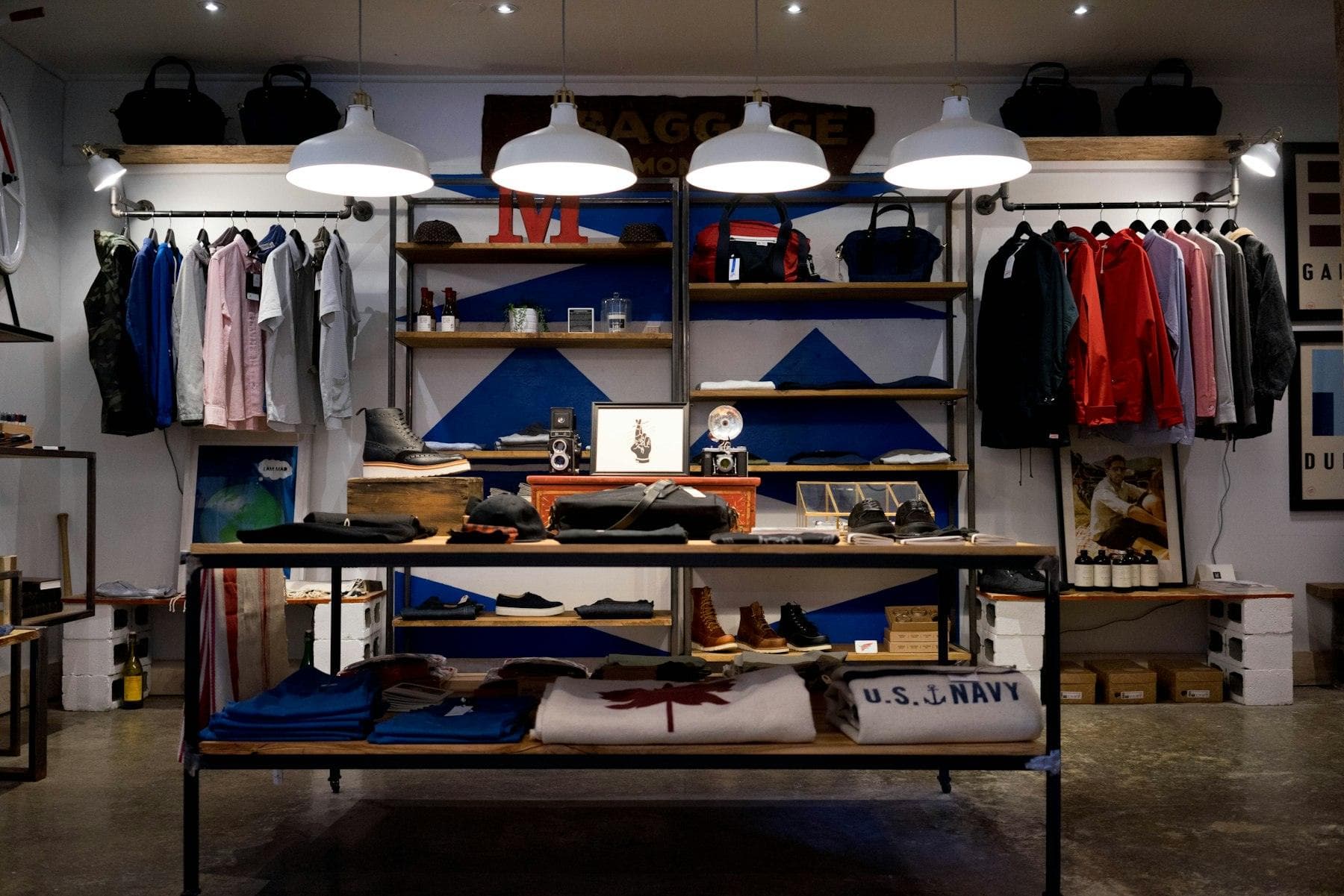 Fashion retail store interior with clothing displays